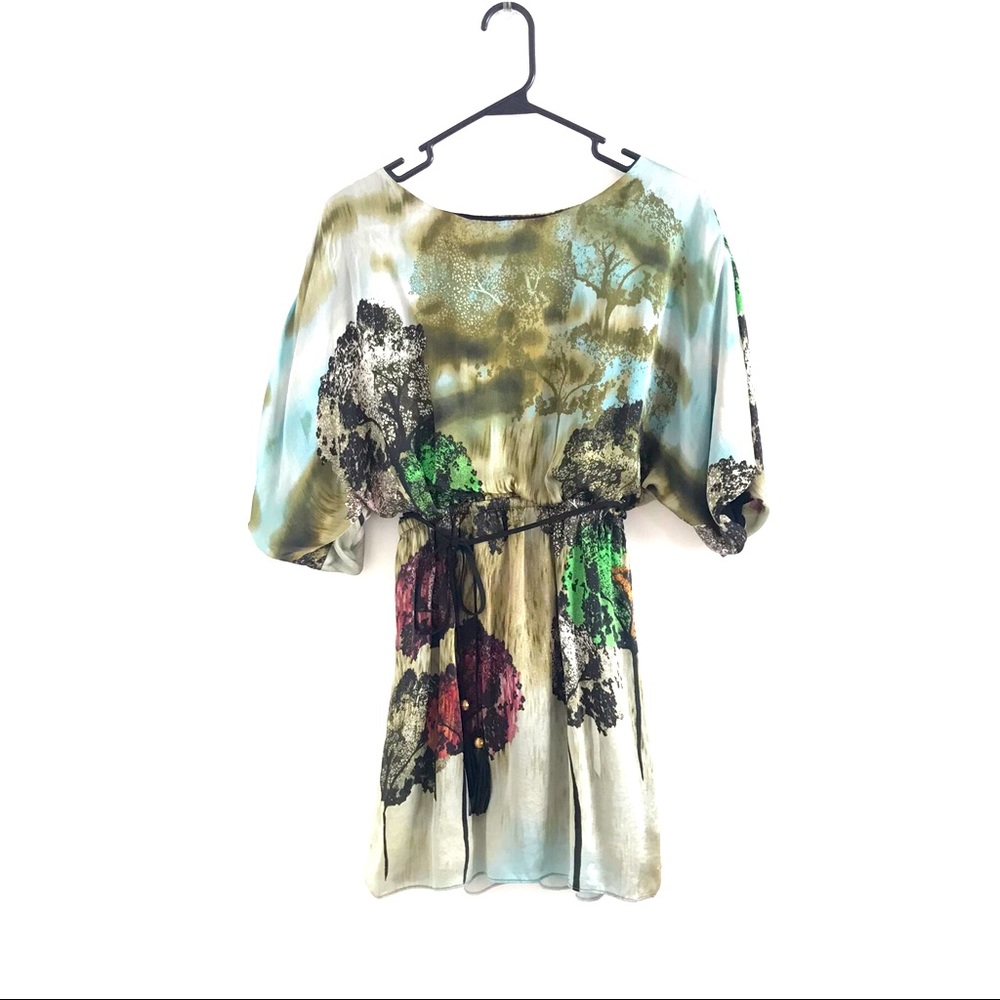 Line and Dot Silk Tree Dress